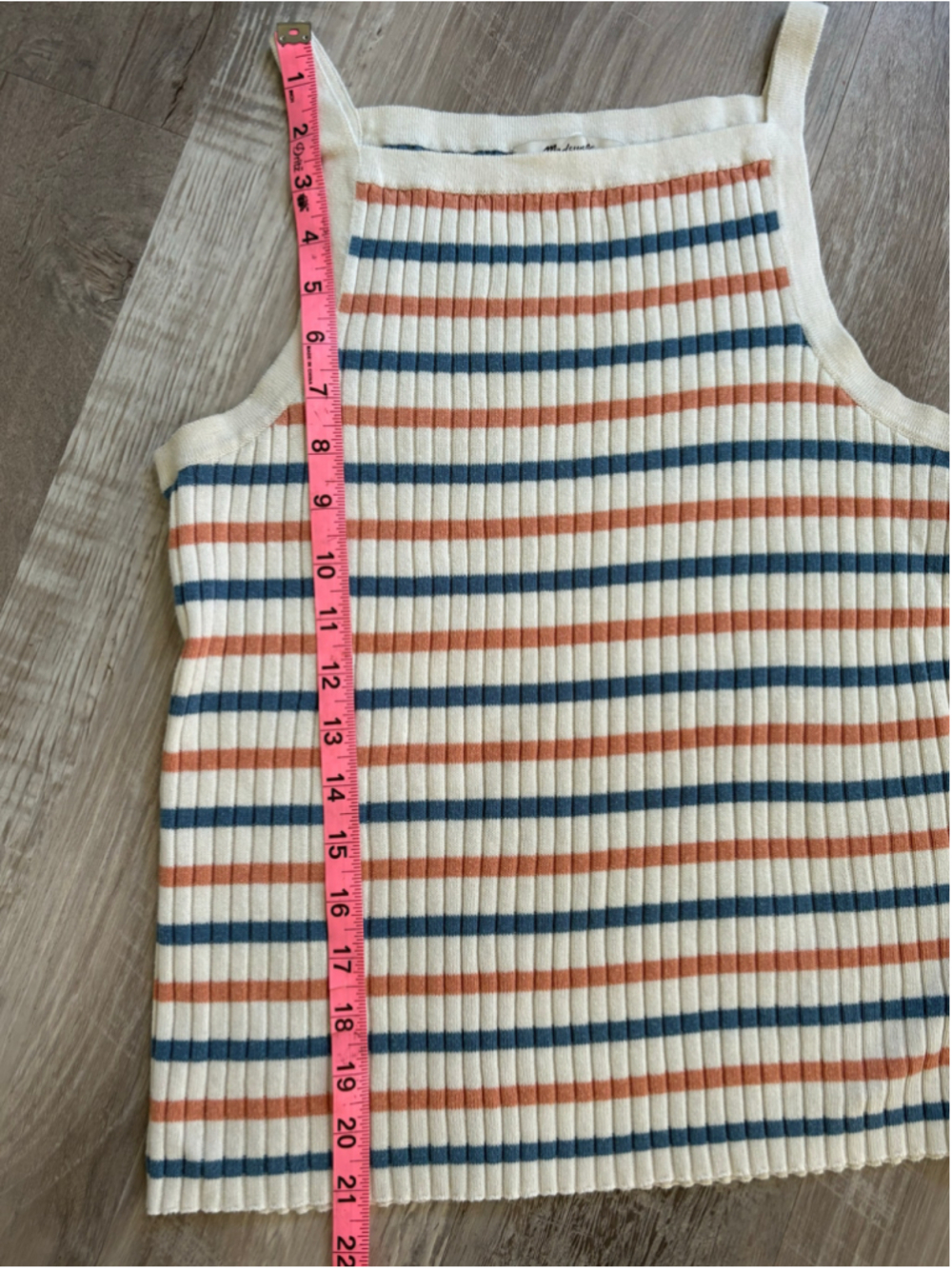 Madewell Striped Apron Sweater Tank Top Ribbed Knit Cotton Hemp Size M - Picture 5 of 9